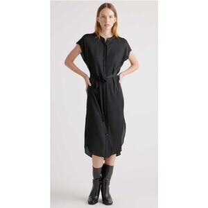 Quince Washable Stretch Silk Midi Shirt Dress Size M NWT